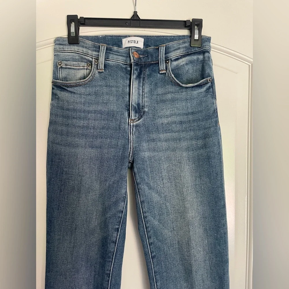 Pistola High-Waist Straight Leg Light Blue Denim Jeans  Minimalist - Picture 2 of 9